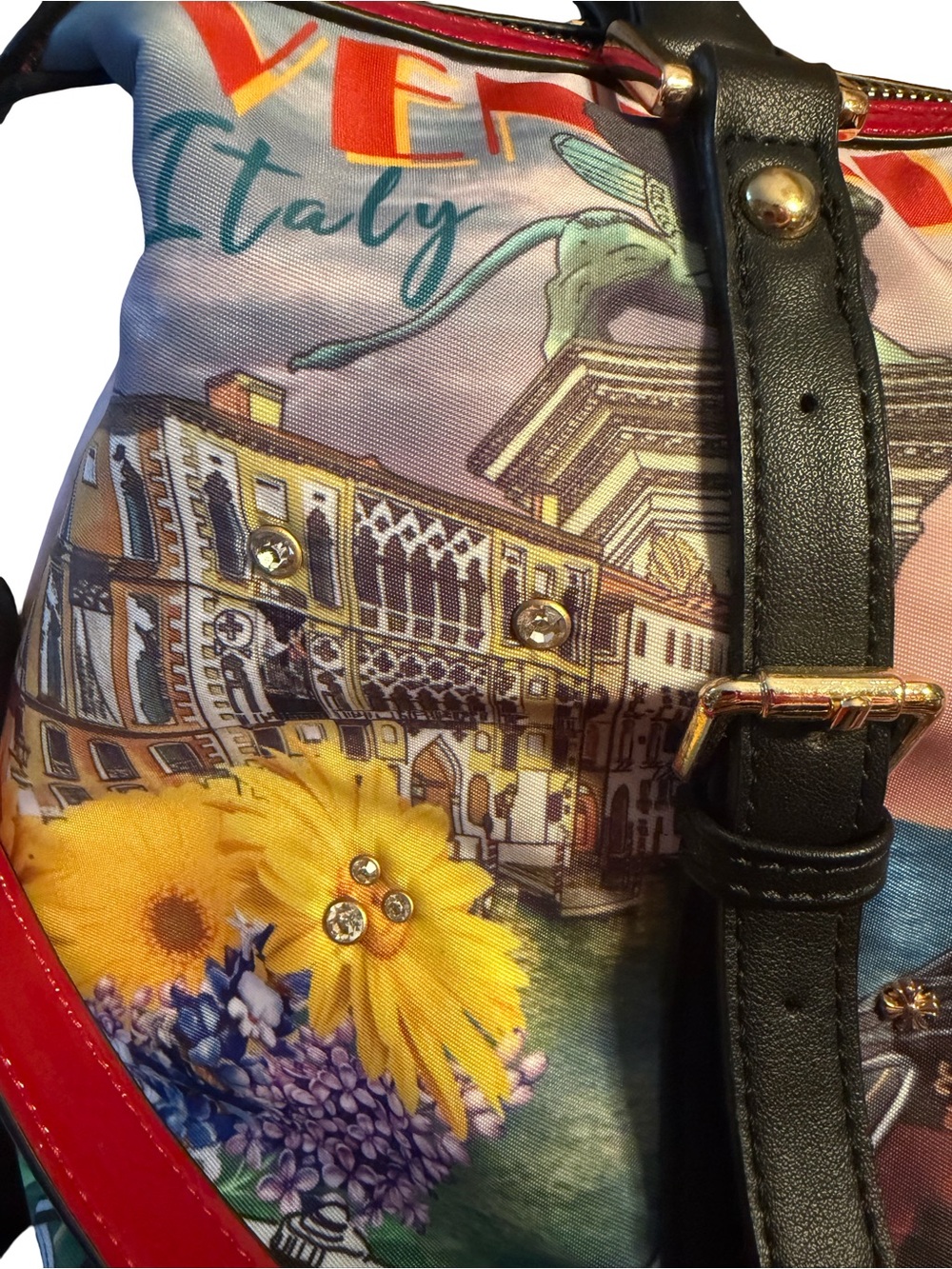 Nicole Lee USA EUC Italy Theme Printed Canvas Satchel Crossbody Bag Tote (P247) - Picture 5 of 12